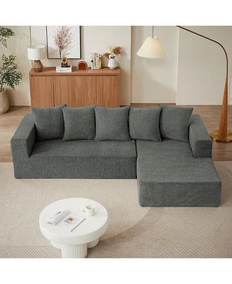 Boyel Living Chenille L-Shaped Sectional Sofa Set,Minimalist Style Modular Sofa, Luxury Fabric Cloud Couch for Room