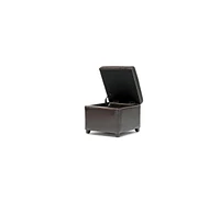 Baxton Studio Dark Brown Full Leather Small Storage Cube Ottoman