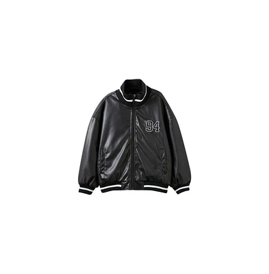 Cotton On Boys Harry Faux Leather Bomber Jacket