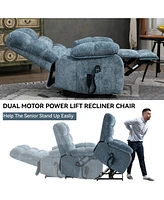 Boyel Living Lift Recliner Chair Heat Massage Dual Motor Infinite Position Up to 350 Lbs Large Electric Power Recliners with Power-Remote