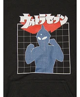 Ultraman Boys Blue Character Silhouette with Kanji Logo Youth Black Hoodie-xl