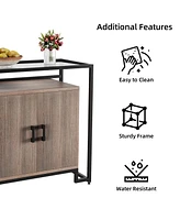 gaomon Modern Farmhouse Buffet Sideboard with Ample Storage Space & Steel Frame for Kitchen