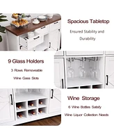 gaomon 48" Coffee Wine Bar Cabinet with 3 Drawers