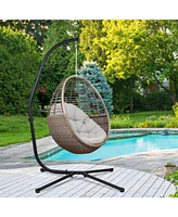 Aoodor Hammock Steel C Stand -Stand for Hanging Hammock Chairs - 300 Pound Capacity, Black