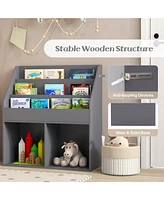 Gouun Kids Wooden Bookshelf Bookcase Children Toy Storage Cabinet Organizer