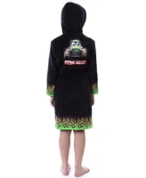 Monster Jam Boys Toy Trucks Graphic Fleece Plush Hooded Robe Bathrobe