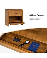 Hulala Home Zandra Modern 2-Drawer Nightstand with Built-In Outlets and Hidden Drawer