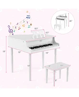 Gymax 30-Key Classic Baby Grand Piano Toddler Toy Wood w/ Bench & Music Rack