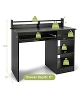 Gouun Study Laptop Table with Drawer and Keyboard Tray