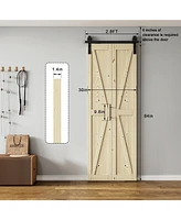 Lovmor Solid Core Natural Wood Pine Bi-fold Door without Hardware Kit