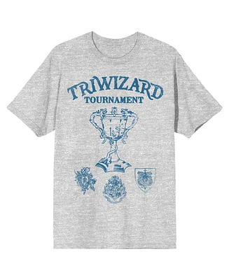 Harry Potter Men's Triwizard Tournament Graphic Athletic Heather Gray T-Shirt-xxl