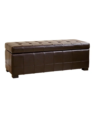 Baxton Studio Dark Brown Faux Storage Bench Ottoman with Dimples