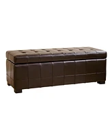 Baxton Studio Dark Brown Faux Storage Bench Ottoman with Dimples