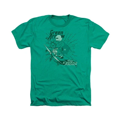 Dc Green Arrow Mens Dc Comics Green Arrow The Emerald Archer Adult Heather Tee / T-Shirt