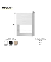 Short Tower Wood Built In Closet Organizer Unit, Wood Closet Organizer Starter Kit, Mounted Closet Systems with 2 Drawers