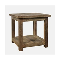 Jofran Reclamation Rustic Solid Wood Square End Table with Storage Shelf