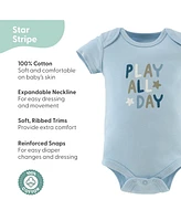 The Peanutshell Baby Boys Short Sleeve Cotton Bodysuits Boys, Star Stripe