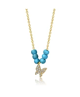 GiGiGirl Stylish 14k Gold Plated with Pearls and Butterfly Necklace