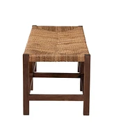 bali & pari Liza Bohemian Natural Seagrass and Wood Accent Bench