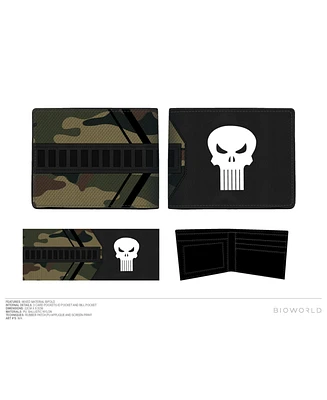 Marvel Men's Universe Punisher Skull Logo Black & Camo Bifold Wallet