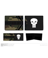 Marvel Men's Universe Punisher Skull Logo Black & Camo Bifold Wallet