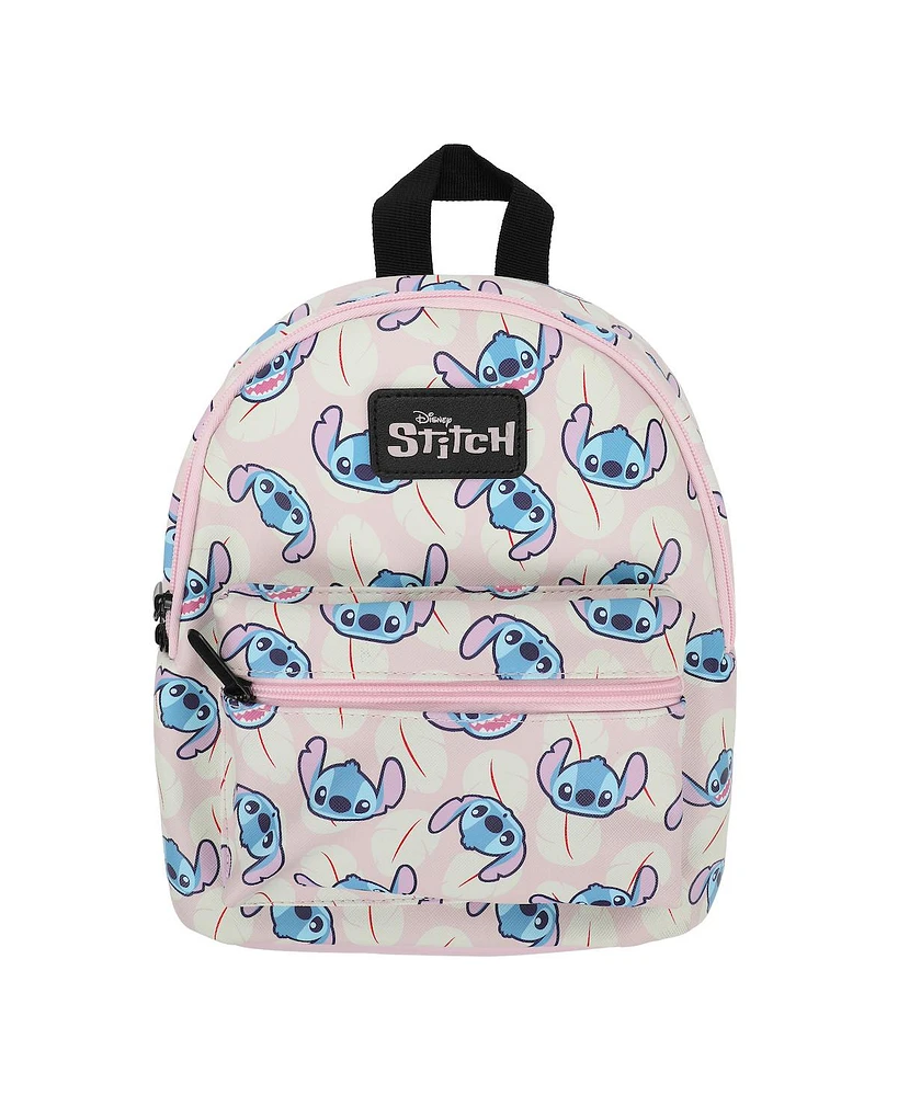Stitch Character Heads Faux Leather 10.6" White Mini Backpack