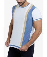 Spring + Mercer Men's Jacquard Crew Neck Short Sleeve Sweater