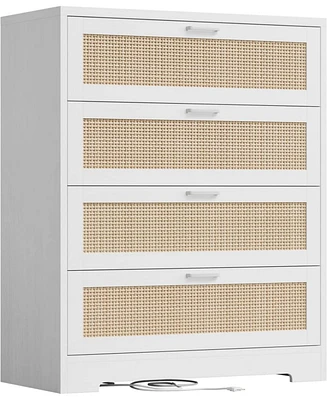 gaomon 4 Drawer Dresser Rattan Dresser, Tall Chest of Drawers