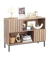 gaomon Entryway Table, Mid Century Modern Sideboard Buffet Cabinet with Fluted Door