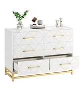 gaomon 6 Drawer Dresser Bedroom Wooden with Large Capacity, Wood Chest of Drawers with Metal Handle, White Dresser for Bedroom, Living Room