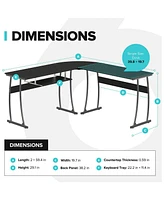 RIF6 L Shaped Modern Computer Office Desk w/ Keyboard Tray, Easy Assembly