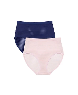 Comfort Choice Plus Size 2-Pack Breathable Shadow Stripe Brief