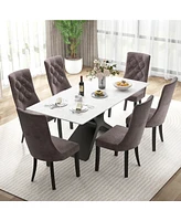 Gymax Tufted Dining Chairs Set of 4 w/ High Backrest Rubber Wood Legs Padded Seat