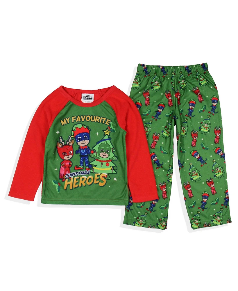 Pj Masks Toddler Boys Gekko Catboy Owlette My Favorite Christmas Heroes Pajama Set