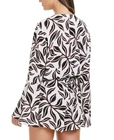 Bar Iii Women's Resort Daze Printed Bell-Sleeve Romper, Exclusively at Macy's