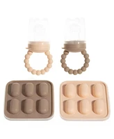 Sperric Toddler Silicone Fruit Feeders with Freezer Tray for Batch Prep, Set of 2 – Safe & Convenient, Includes Extra Pouches Travel Lids, Di