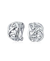 Bling Jewelry Fashion Open Criss Cross Celtic Love Knot Weave Half Hoop Clip On Earrings Non Pierced Ears Silver Plated