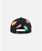 Deux par Deux Baby Girls Printed Cap Black And Multicolored Gummies