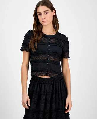 And Now This Women's Scoop-Neck Short-Sleeve Lace Top, Exclusively at Macy's