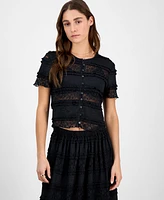 And Now This Women's Scoop-Neck Short-Sleeve Lace Top