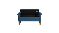 The Pop Home Upholstered Storage Bench with Rolled Armrests, Foam Cushioned Seat, Flip-Top Storage-The