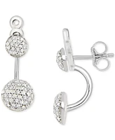 Diamond Double Cluster Front & Back Earrings (1/4 ct. t.w.) in Sterling Silver