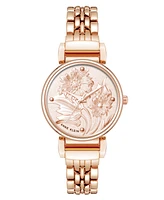 Anne Klein Women's Quartz Floral Rose Gold-Tone Metal Alloy Watch, 30mm