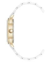 Anne Klein Women's Quartz White Ceramic Oval Diamond Dial Watch, 27mm