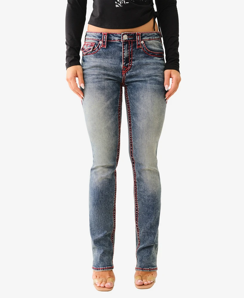 True Religion Women's Billie Super T Straight Flap Jeans