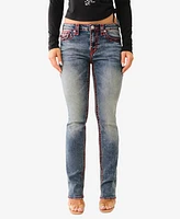 True Religion Women's Billie Super T Straight Flap Jeans