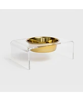 Hiddin Clear Single Dog Bowl Feeder with Gold