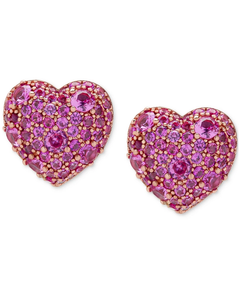 Lab Grown Pink Sapphire Heart Cluster Stud Earrings (6-3/8 ct. t.w.) in 14k Rose Gold-Plated Sterling Silver