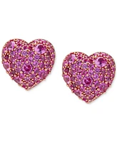 Lab Grown Pink Sapphire Heart Cluster Stud Earrings (6-3/8 ct. t.w.) in 14k Rose Gold-Plated Sterling Silver