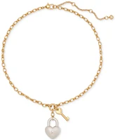 Kate Spade New York Two-Tone Heart Lock & Key Statement Pendant Necklace, 16" + 3" extender